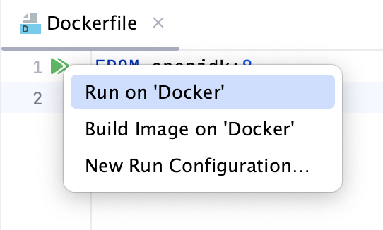 Run on Docker 弹出窗口