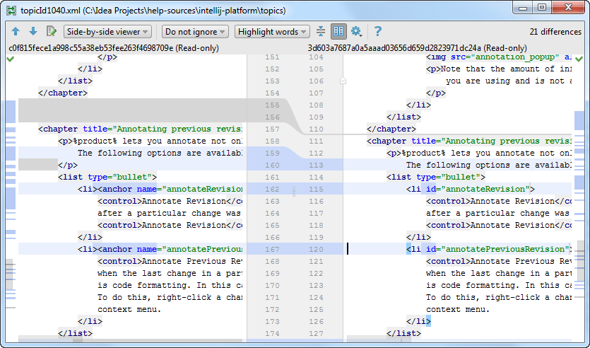 IntelliJ IDEA：差异查看器