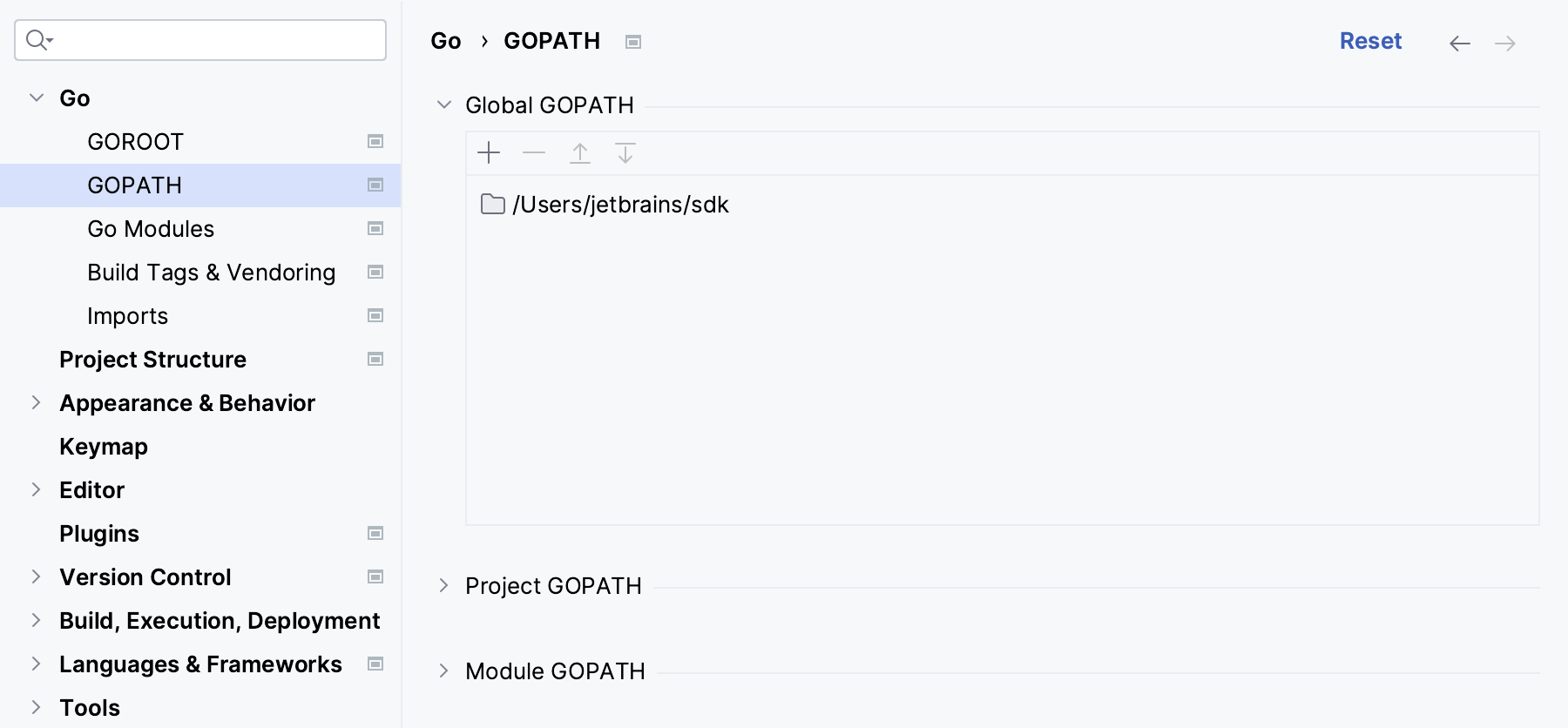 为不同范围配置 GOPATH