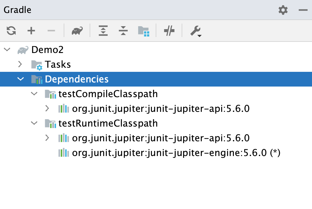 Gradle 工具窗口：依赖项