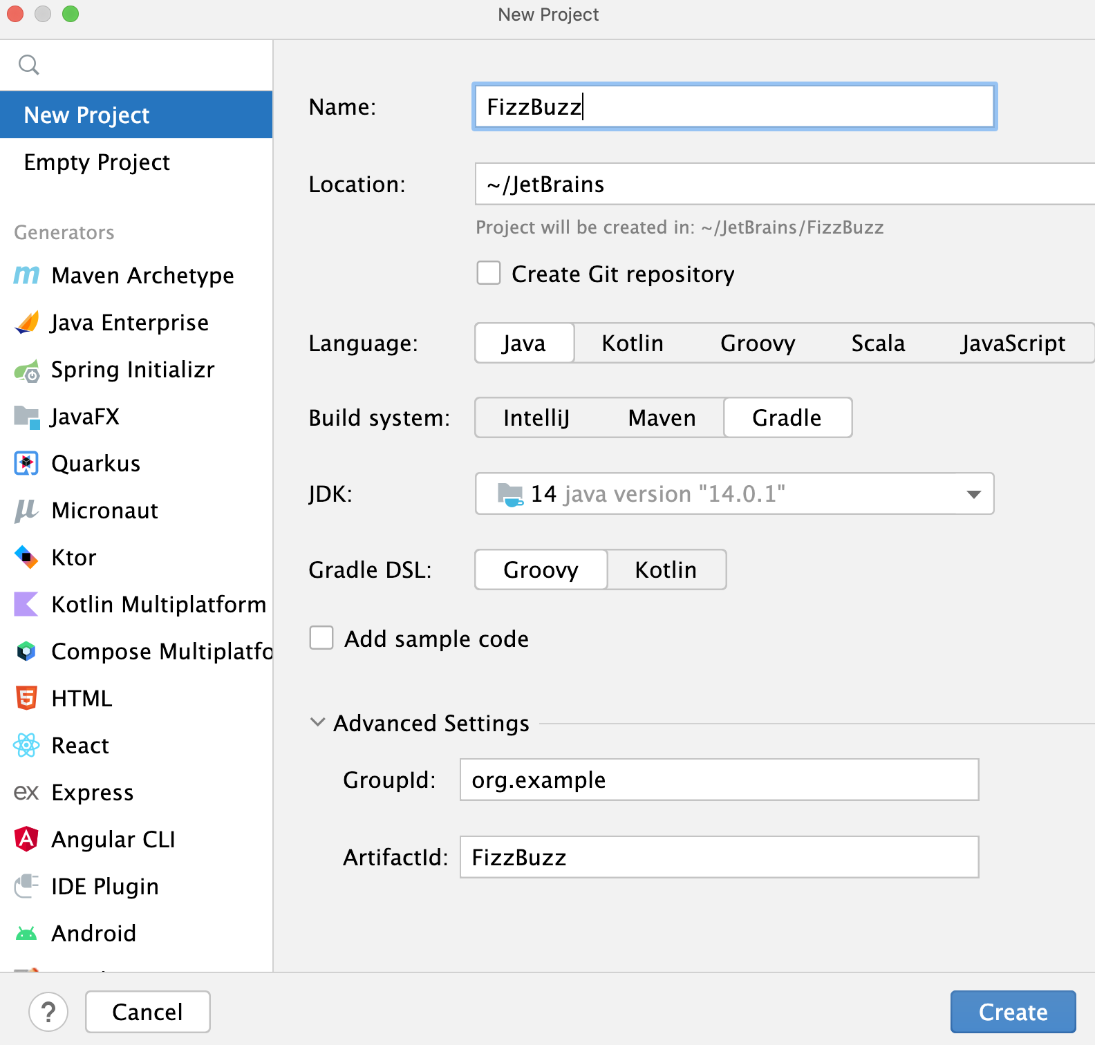 新项目Gradle