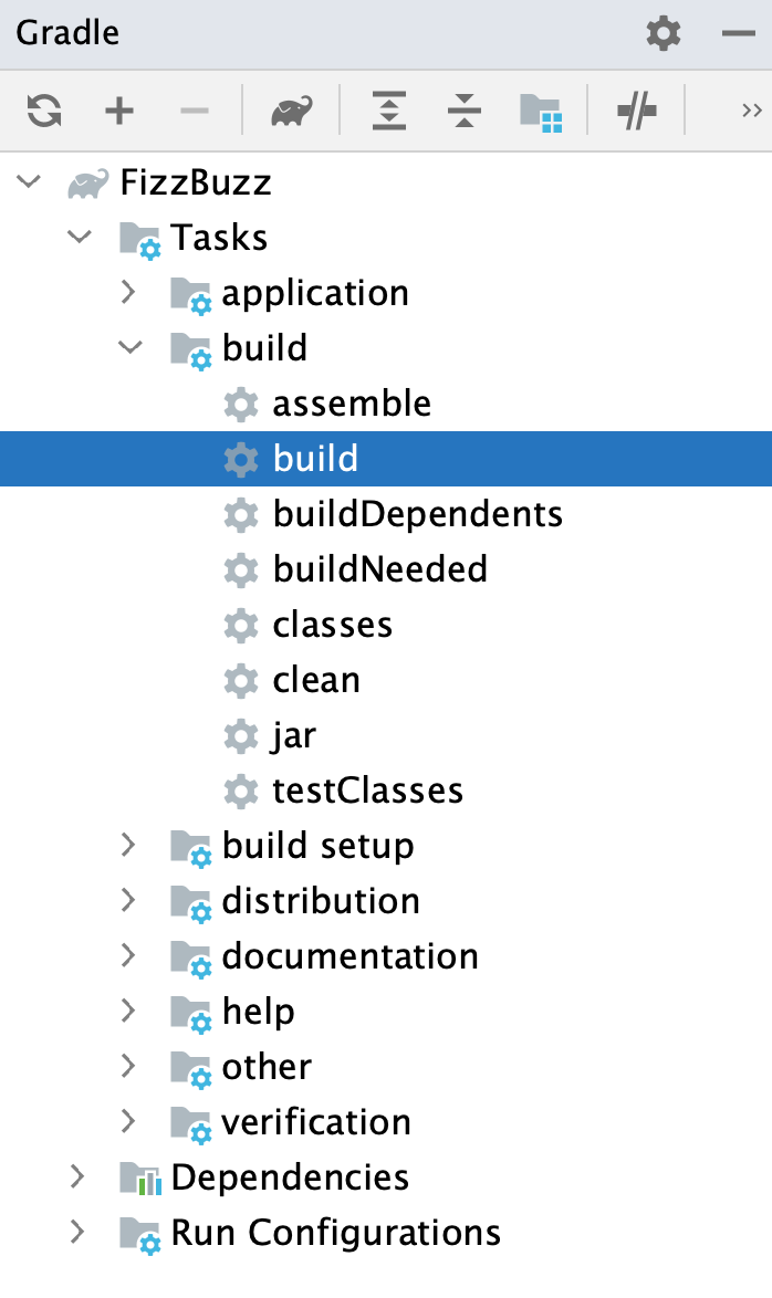 Gradle 工具窗口：构建任务