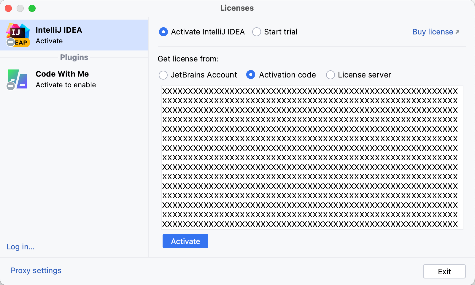 使用激活码激活 IntelliJ IDEA 许可证