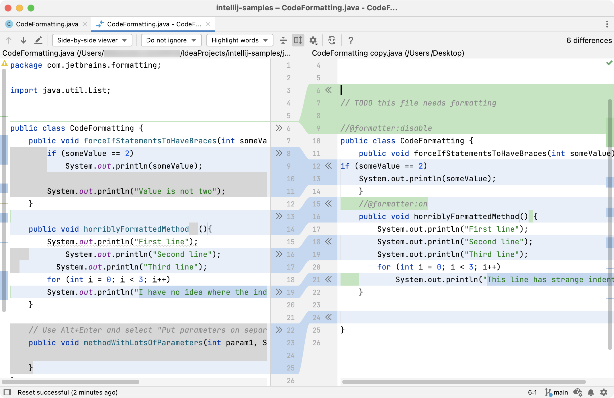 在 IntelliJ IDEA diff 查看器中比较文件