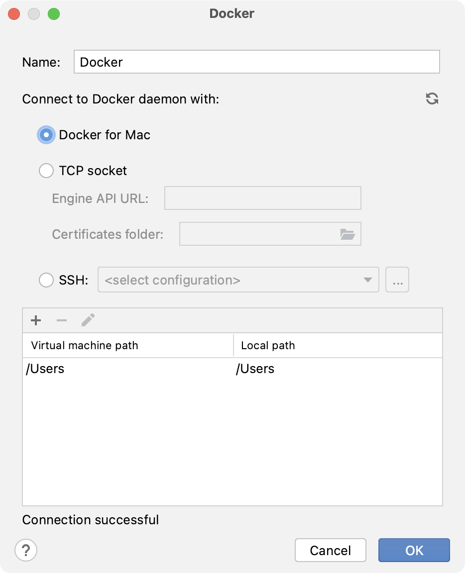 解释器的 Docker 连接设置