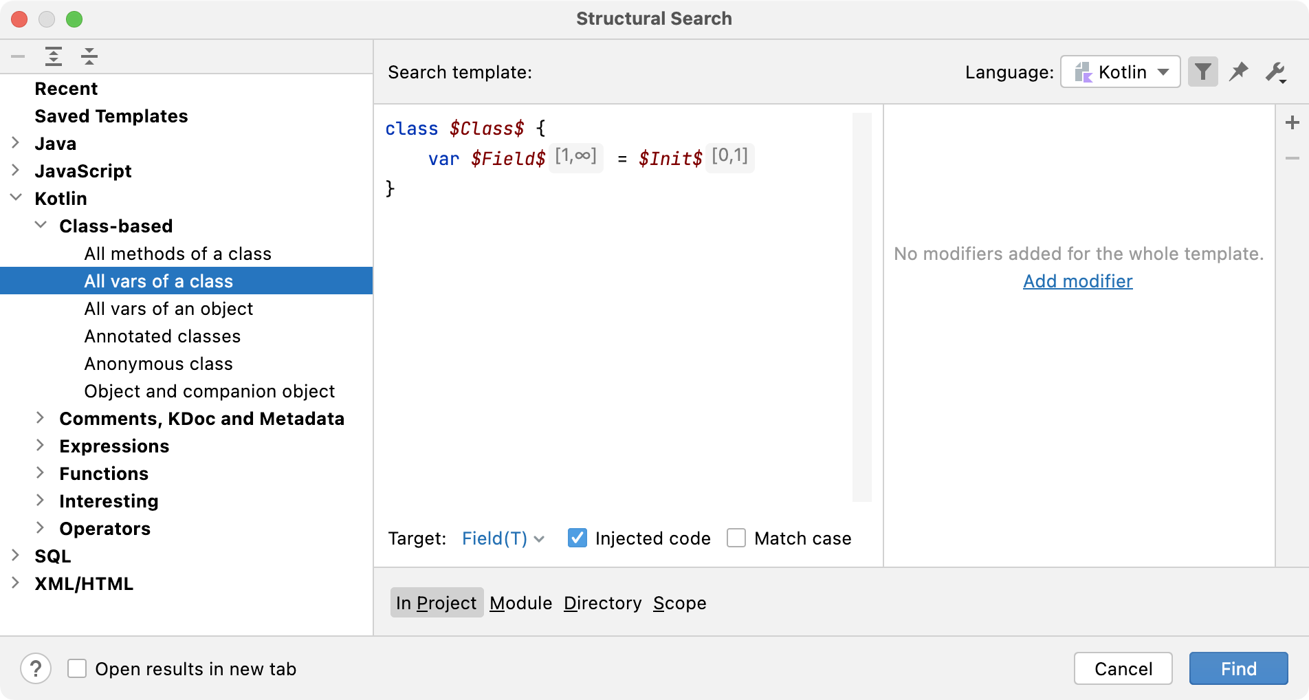 仅搜索 Kotlin 文件