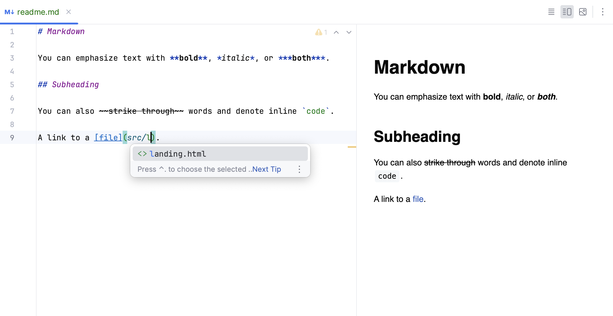 Markdown 编辑器完成弹出窗口