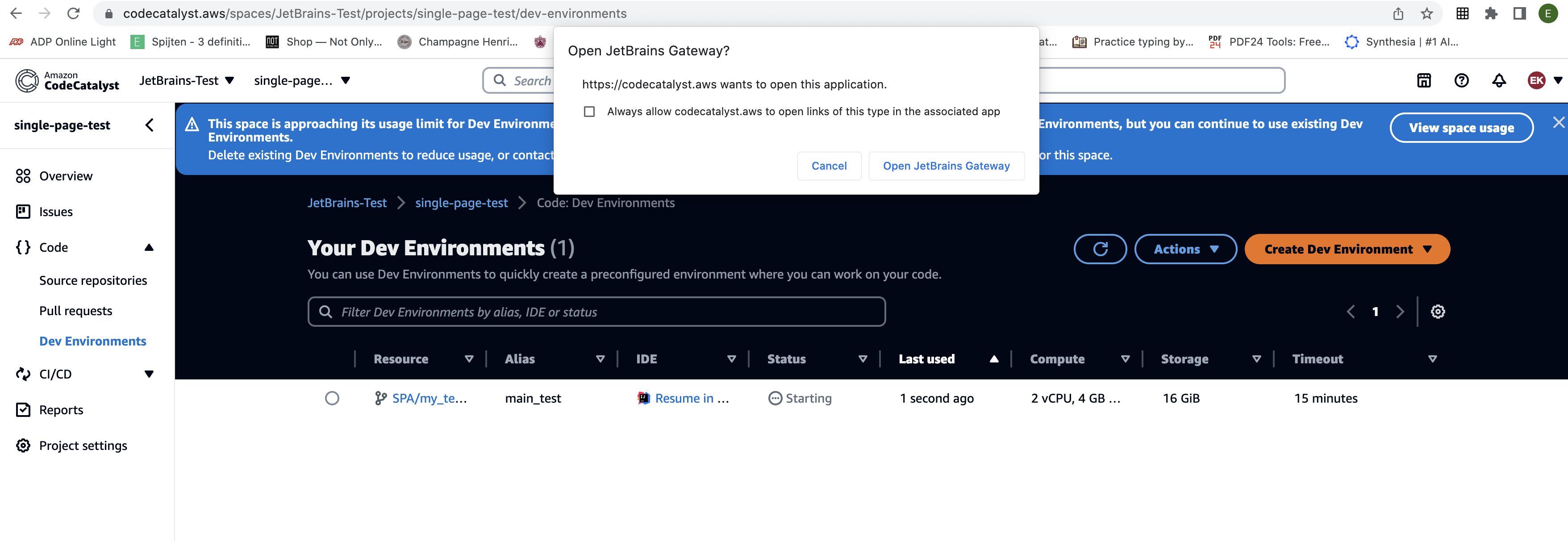 在 JetBrains Gateway 中打开