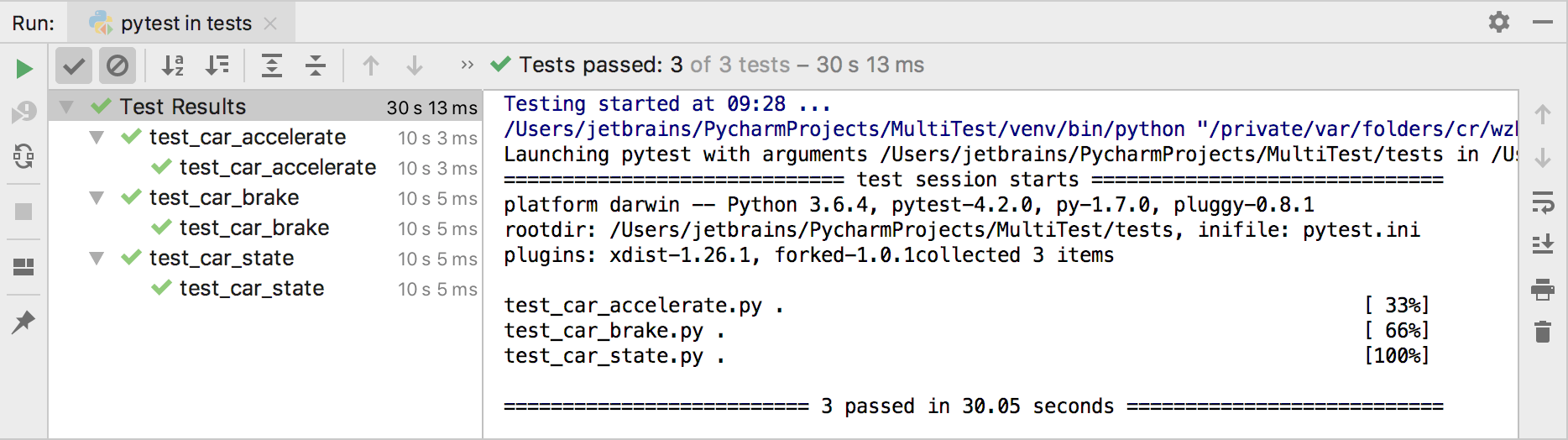 从一个目录运行所有 pytest 测试