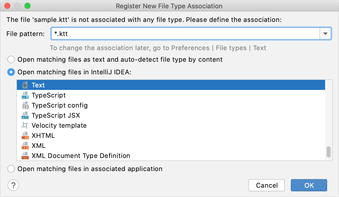 IntelliJ IDEA：将文件名模式与特定文件类型关联